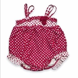 𝅺THE Children’s Place 12 mo Pink White Dot Swimsuit